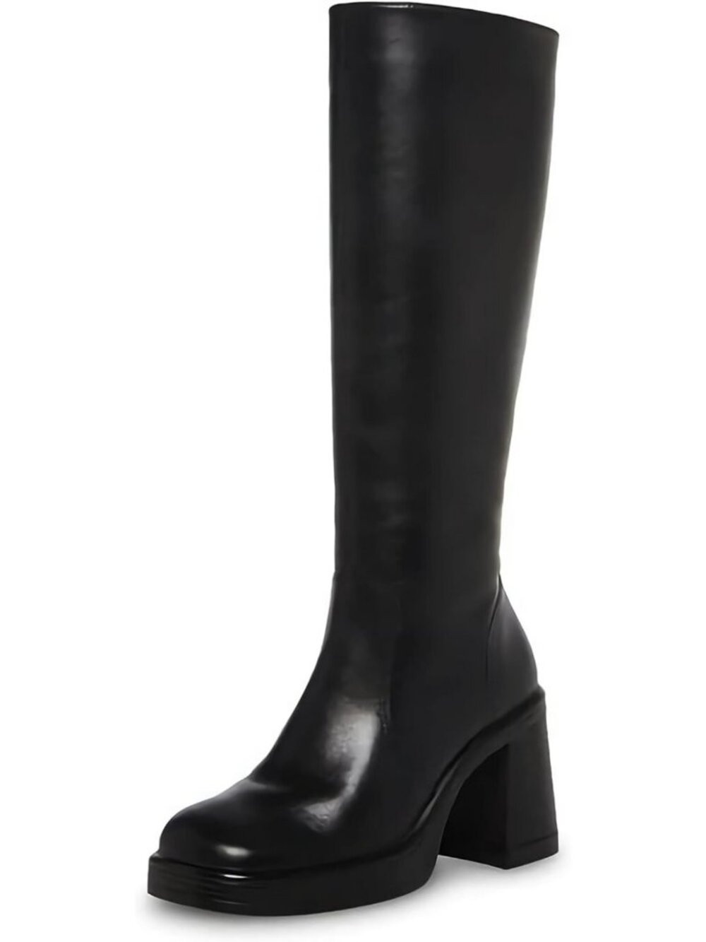 Chic Black Platform Boots for Women | Square Toe Chunky Block Heels, Side Zip